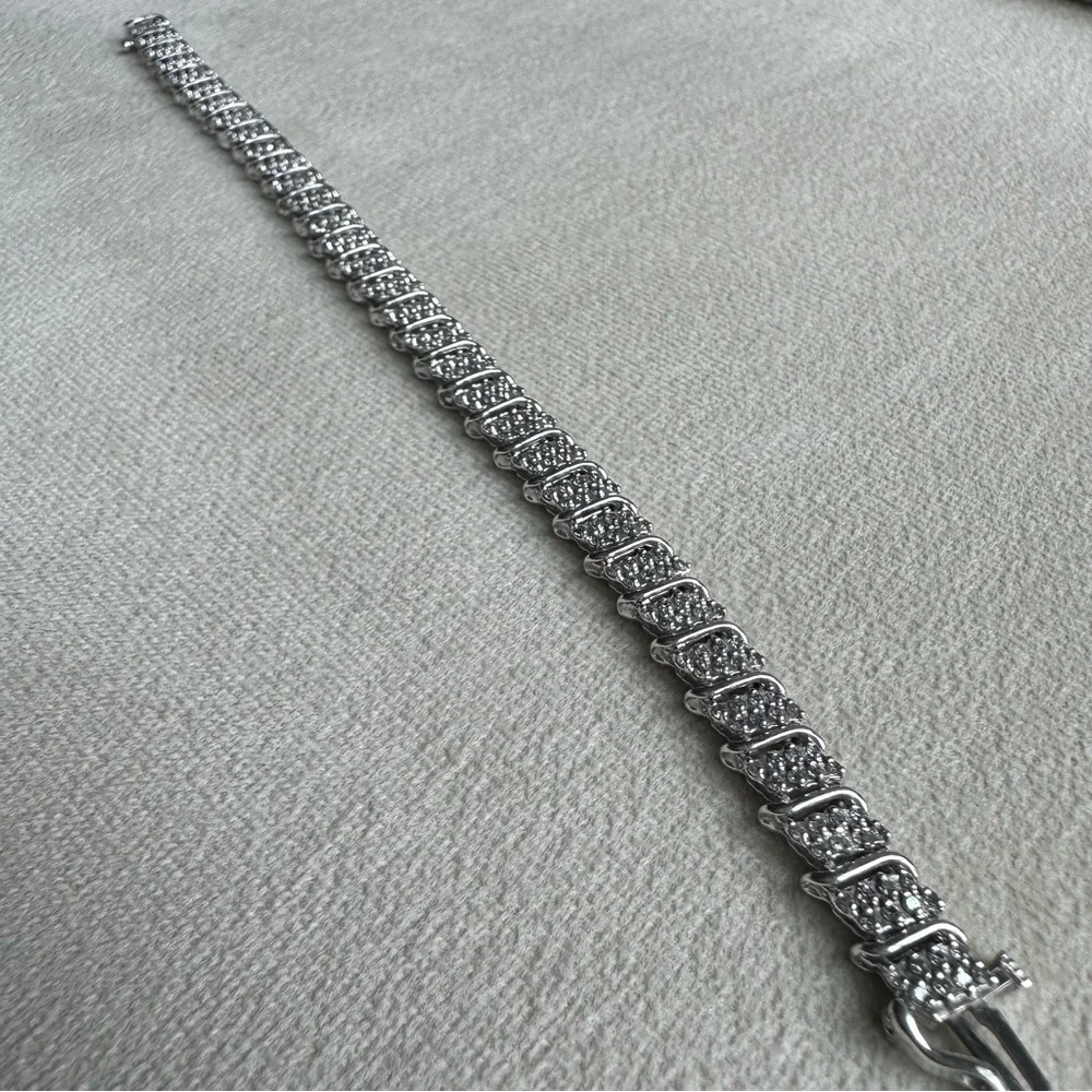 10K White Gold Diamond Bracelet | 2 CTW | 7” | 11.7g | Zales - Picture 5 of 13
